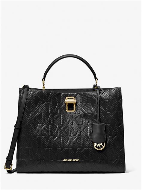 michael kors penelope python embossed faux leather satchel|Michael Kors Penelope Python Embossed Faux Leather Satchel.